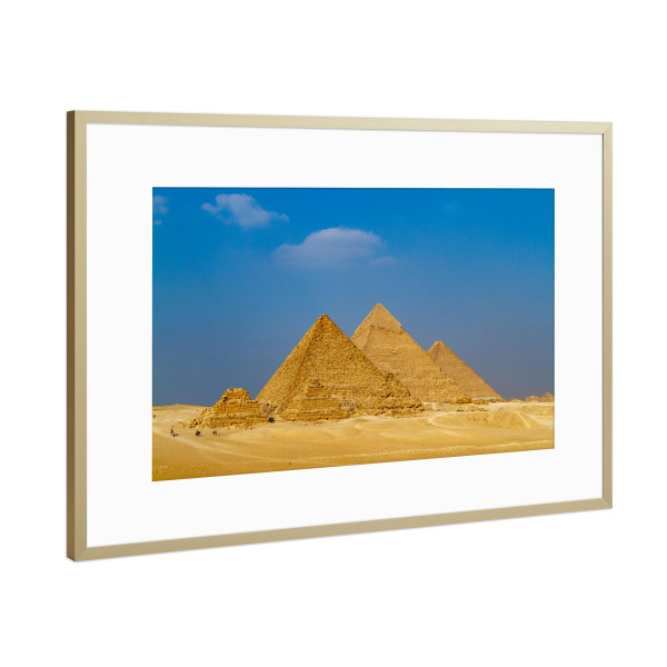 Poster mit Rahmen Gold "Die Pyramiden von Gizeh" artboxONE - Architektur