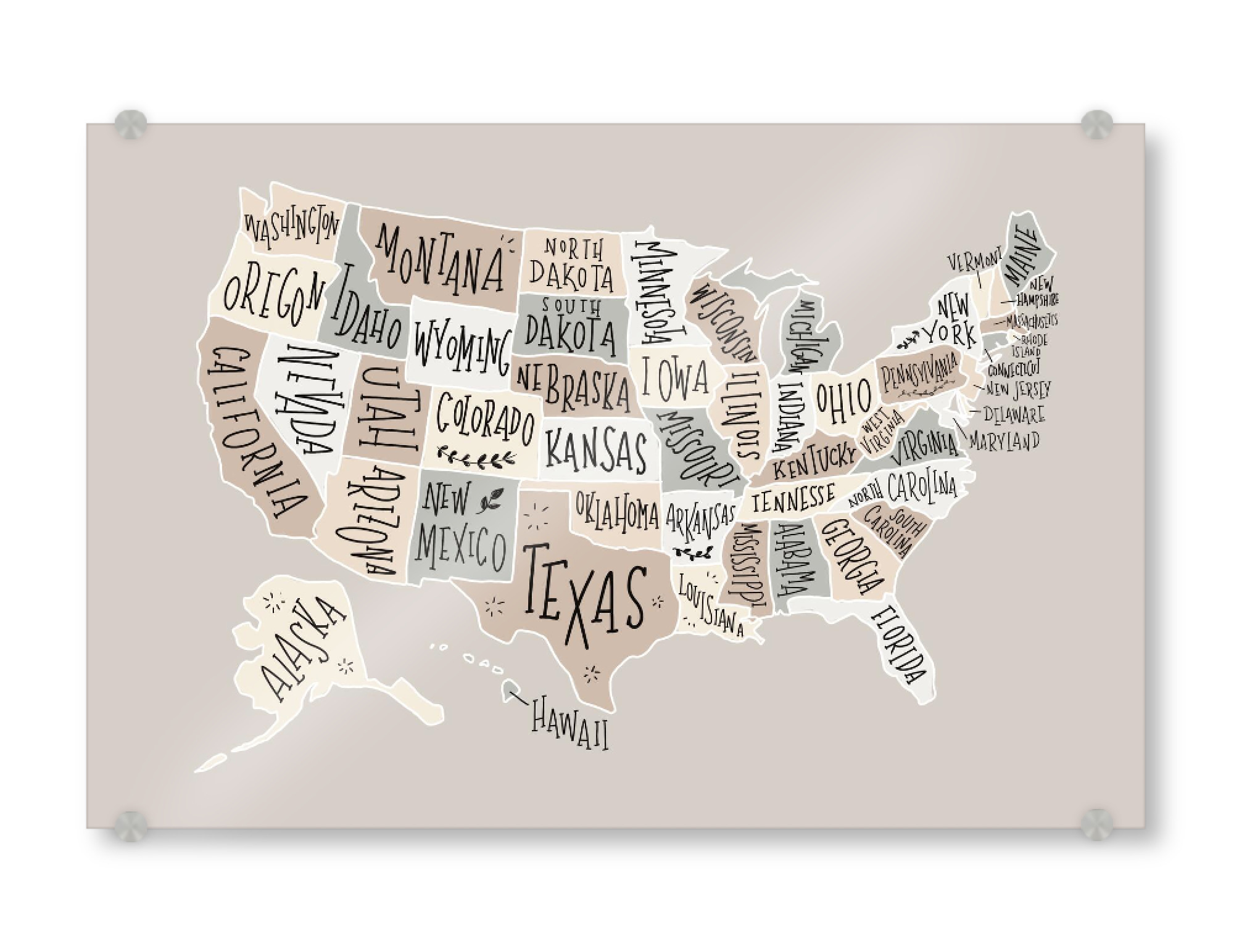 Acrylglasbild "USA Karte Pastellfarben" artboxONE - Reise,Kartografie - Amerika,Map,Illustration,America,Pastel,Usa,Karte