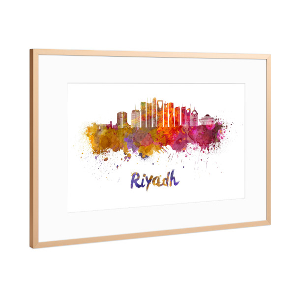 Poster mit Rahmen Kupfer "RIYADH skyline in watercolor" artboxONE - Städte,Abstrakt,Architektur