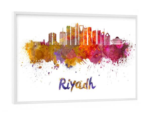 Poster mit weißem Rahmen "RIYADH skyline in watercolor" artboxONE - Städte,Abstrakt,Architektur