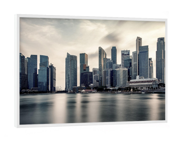 Poster mit weißem Rahmen "Singapore In The Evening" artboxONE - Städte,Reise,Architektur,Reise / Asien,Städte / Singapur
