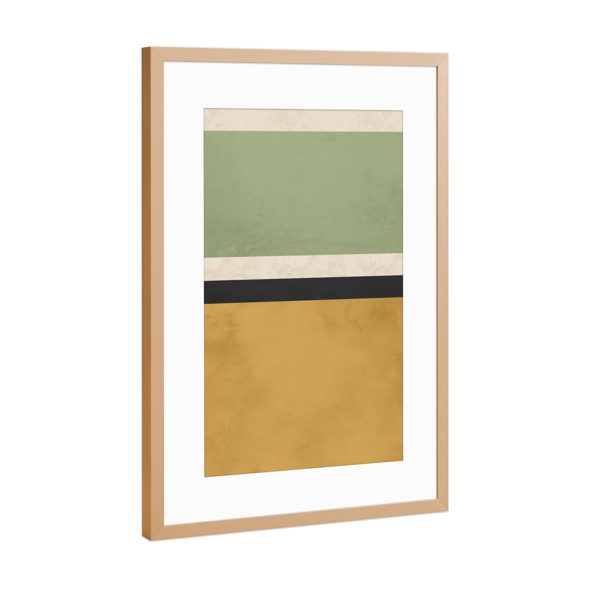 Poster mit Rahmen Kupfer "Line Shape Green" artboxONE - Abstrakt - Abstract,Geometric,Flower,Leaf,Shape,Modern,New,Square,Clean,Minimal