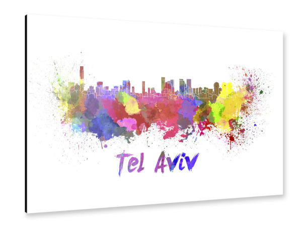 Alu-Dibond "TEL AVIV skyline in watercolor-x" 30x20 cm artboxONE