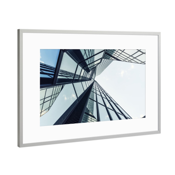 Poster mit Rahmen Silber "Fifty Shades Of Blue" artboxONE - Städte,Reise,Architektur,Städte / Frankfurt,Reise / Länder