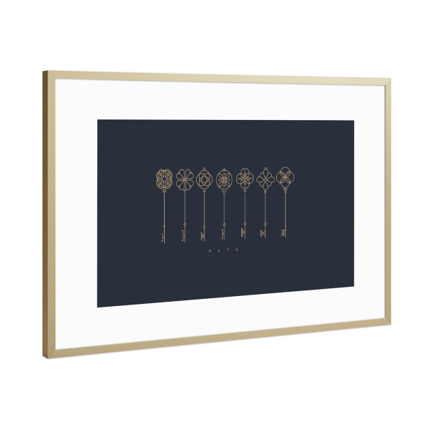 Poster mit Rahmen Gold "Modern key collection grey" artboxONE - Abstrakt,Architektur,Streetart