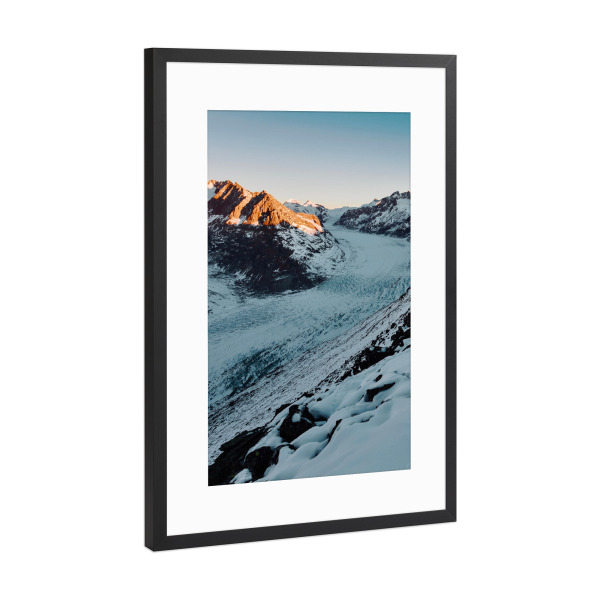 Poster mit Rahmen Schwarz (Metallic) "Aletschgletscher im Winter" artboxONE - Natur,Reise
