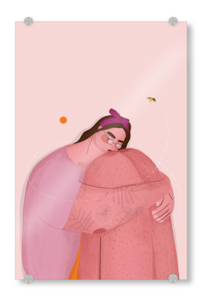 Acrylglasbild "Oh. Ofi - Honey Bee and Girl" artboxONE - Natur,Menschen - Mensch,Ftau,Bienen,Natur,Tiere,Tatoos,Floral,Blumen,Blätter,Portrait