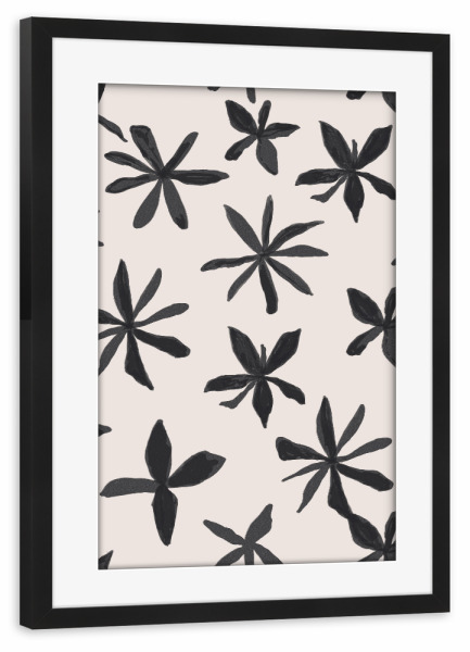 Poster mit Rahmen schwarz "Black and White Eclectic Flowers" artboxONE - Floral,Abstrakt