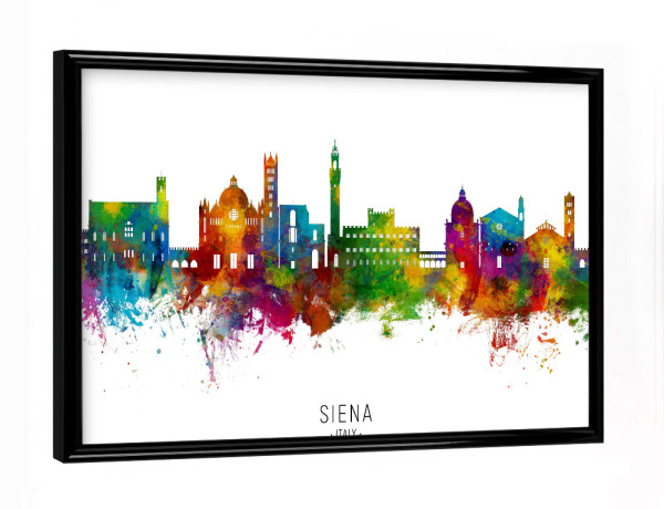Poster mit schwarzem Rahmen "Siena Italy Skyline txt" artboxONE - Städte