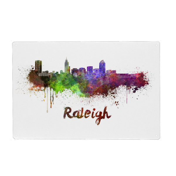 Metall Poster "RALEIGH skyline in watercolor" artboxONE - Städte,Abstrakt,Architektur