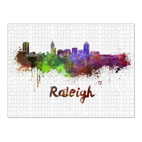 Puzzle Ravensburger "RALEIGH skyline in watercolor" artboxONE - Städte,Abstrakt,Architektur