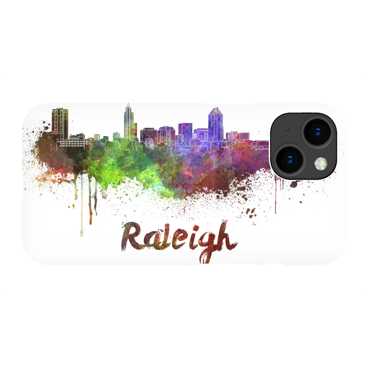 iPhone "RALEIGH skyline in watercolor" Premium-Case Handyhülle artboxONE