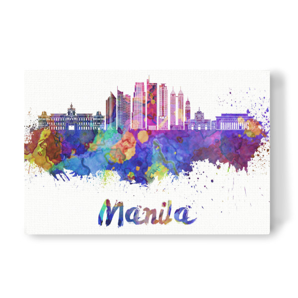 Leinwandbild "MANILA skyline in watercolor-j" artboxONE - Städte,Abstrakt,Architektur
