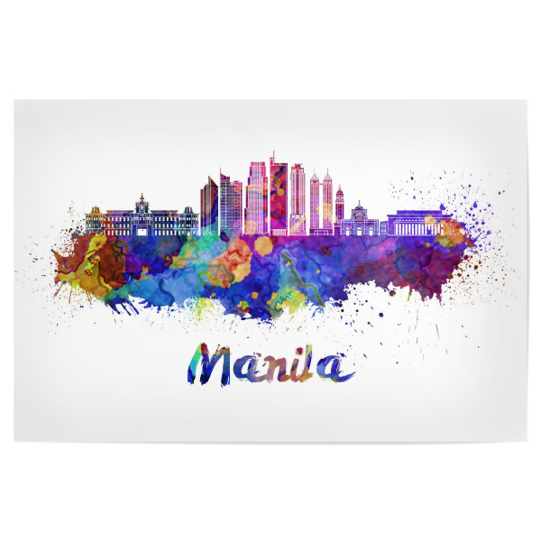 Poster "MANILA skyline in watercolor-j" artboxONE - Städte,Abstrakt,Architektur