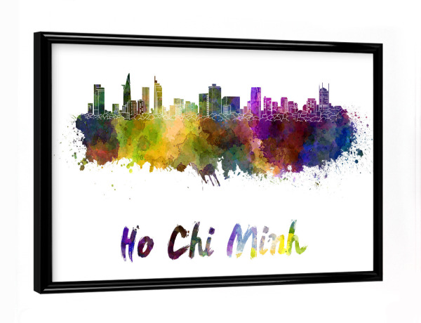 Poster mit schwarzem Rahmen "HO CHI MINH skyline-b" artboxONE - Städte,Abstrakt,Architektur