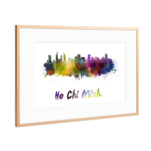 Poster mit Rahmen Kupfer "HO CHI MINH skyline-b" artboxONE - Städte,Abstrakt,Architektur