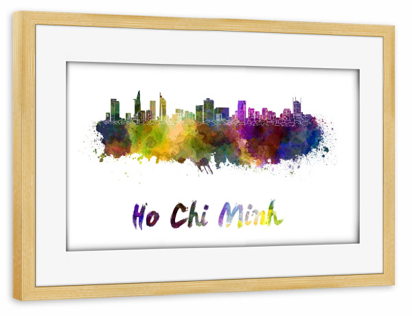 Poster mit Rahmen kiefer "HO CHI MINH skyline-b" artboxONE - Städte,Abstrakt,Architektur