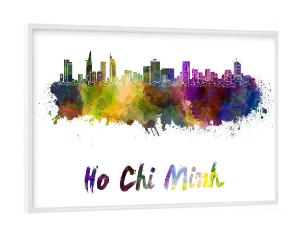 Poster mit weißem Rahmen "HO CHI MINH skyline-b" artboxONE - Städte,Abstrakt,Architektur