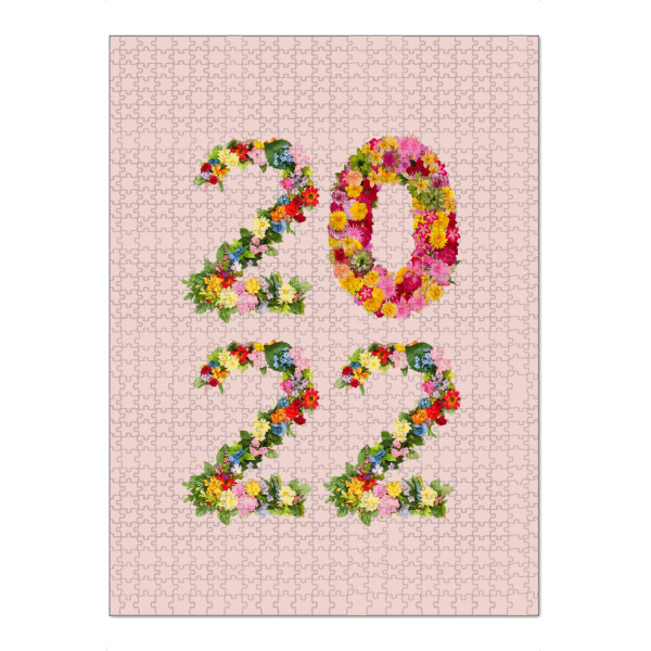 Puzzle Ravensburger "2022 with flowers" artboxONE - Natur,Abstrakt,Menschen - New year,New year resolutions,2022,Floral,Flowers,Pink - Bild new year
