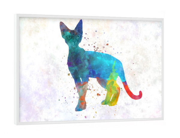 Poster mit weißem Rahmen "Devon rex in watercolor" artboxONE - Tiere,Abstrakt