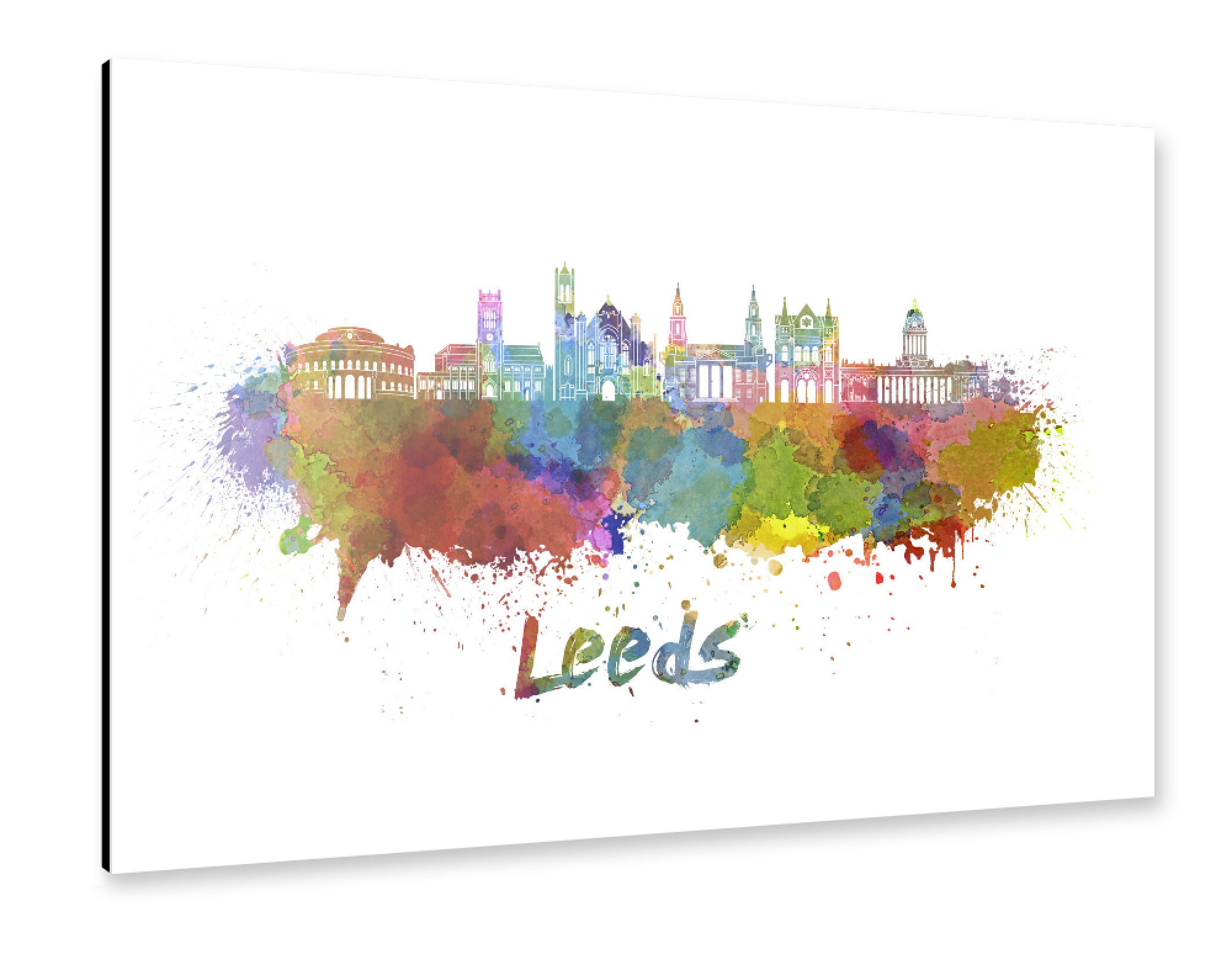 Alu-Dibond "Leeds v2 skyline in watercolor" 30x20 cm artboxONE