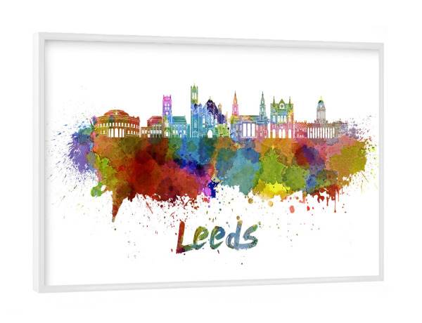 Poster mit weißem Rahmen "Leeds v2 skyline in watercolor" artboxONE - Städte,Abstrakt,Architektur