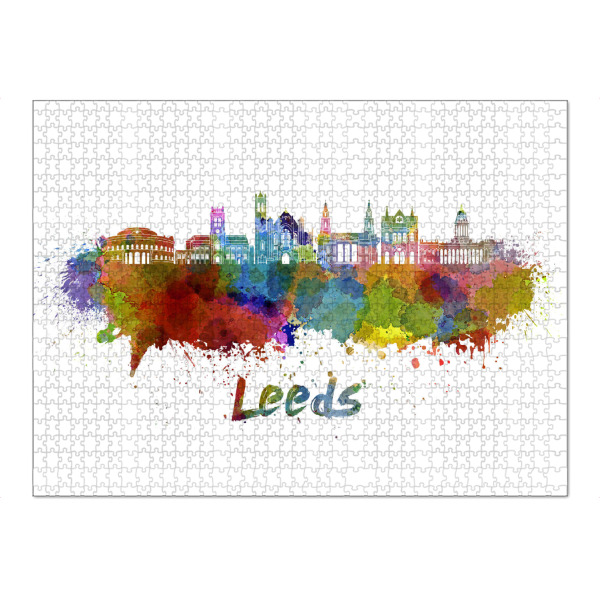 Puzzle Ravensburger "Leeds v2 skyline in watercolor" artboxONE - Städte,Abstrakt,Architektur