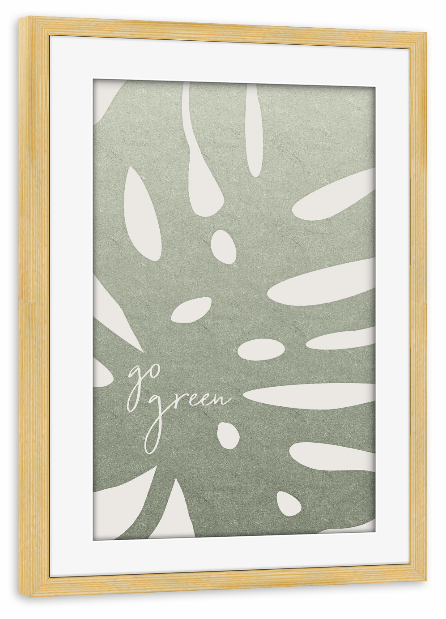 Poster mit Rahmen kiefer "Go green - Umweltbewusst handeln" artboxONE - Typografie,Natur,Floral