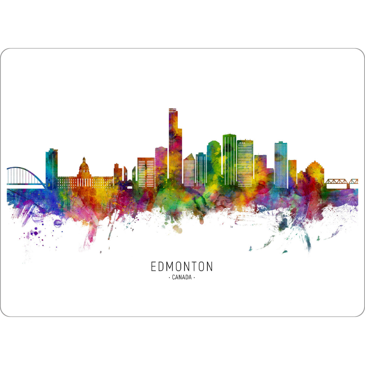 Tischset "Edmonton Canada Skyline v2 txt" artboxONE - Städte - Edmonton,Canada,Skyline,Cityscape,Stadtbild,Watercolor,Painting - Bild edmonton