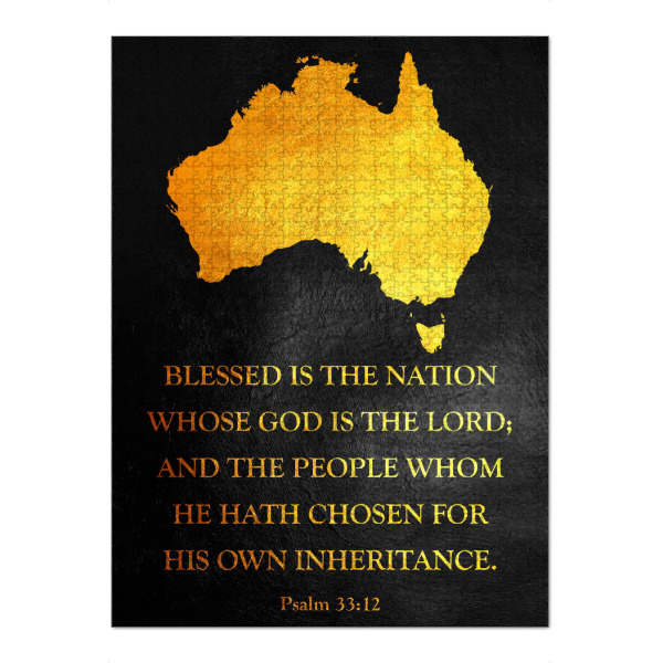 Puzzle Ravensburger "Australia Bible Verse Gold Map" artboxONE - Reise / Länder - Australia,Gold,Map,Karte - Bild australia