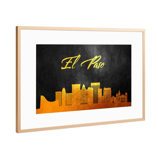 Poster mit Rahmen Kupfer "El Paso Texas Gold Skyline" artboxONE - Städte - El paso,Texas,Gold,Skyline,City,Stadt