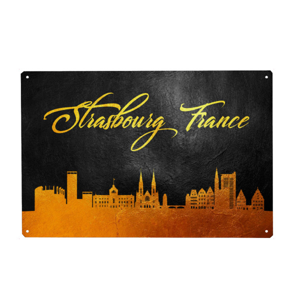Holzbild "Strasbourg France Gold Skyline" artboxONE - Städte - Strasbourg,France,Gold,Skyline,Frankreich,Stadt,City
