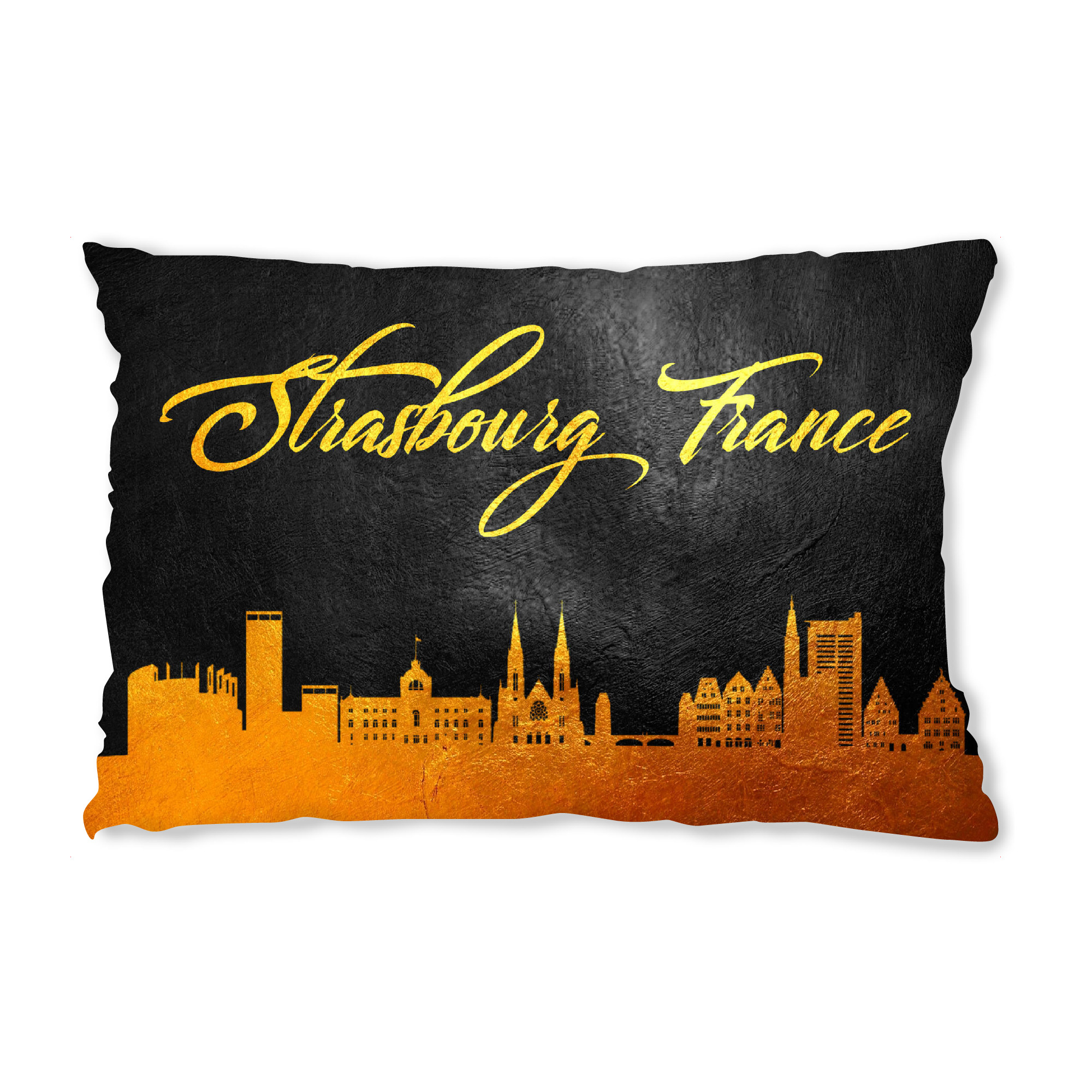 Design-Kissen "Strasbourg France Gold Skyline" artboxONE - Städte - Strasbourg,France,Gold,Skyline,Frankreich,Stadt,City - Bild strasbourg