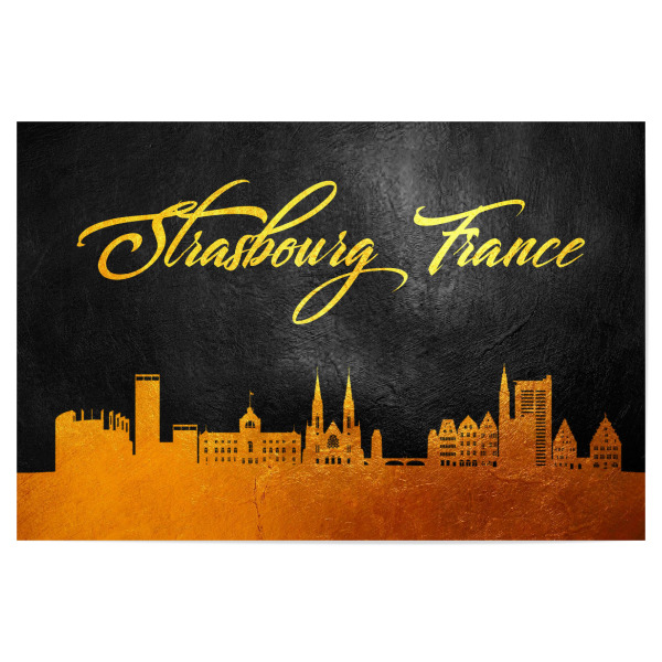 Poster "Strasbourg France Gold Skyline" artboxONE - Städte - Strasbourg,France,Gold,Skyline,Frankreich,Stadt,City