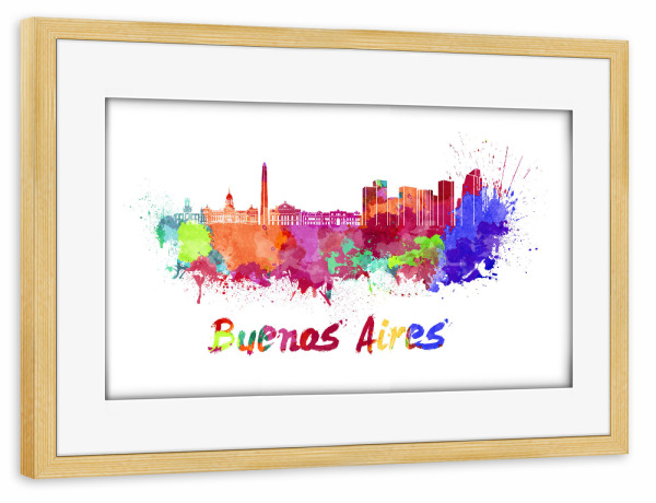 Poster mit Rahmen kiefer "BUENOS AIRES skyline-b" artboxONE - Städte,Reise,Abstrakt,Architektur