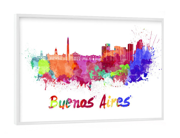 Poster mit weißem Rahmen "BUENOS AIRES skyline-b" artboxONE - Städte,Reise,Abstrakt,Architektur