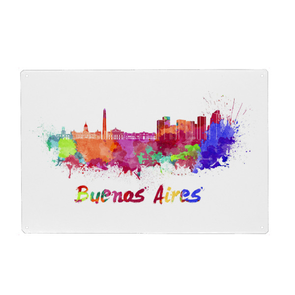 Holzbild "BUENOS AIRES skyline-b" artboxONE - Städte,Reise,Abstrakt,Architektur