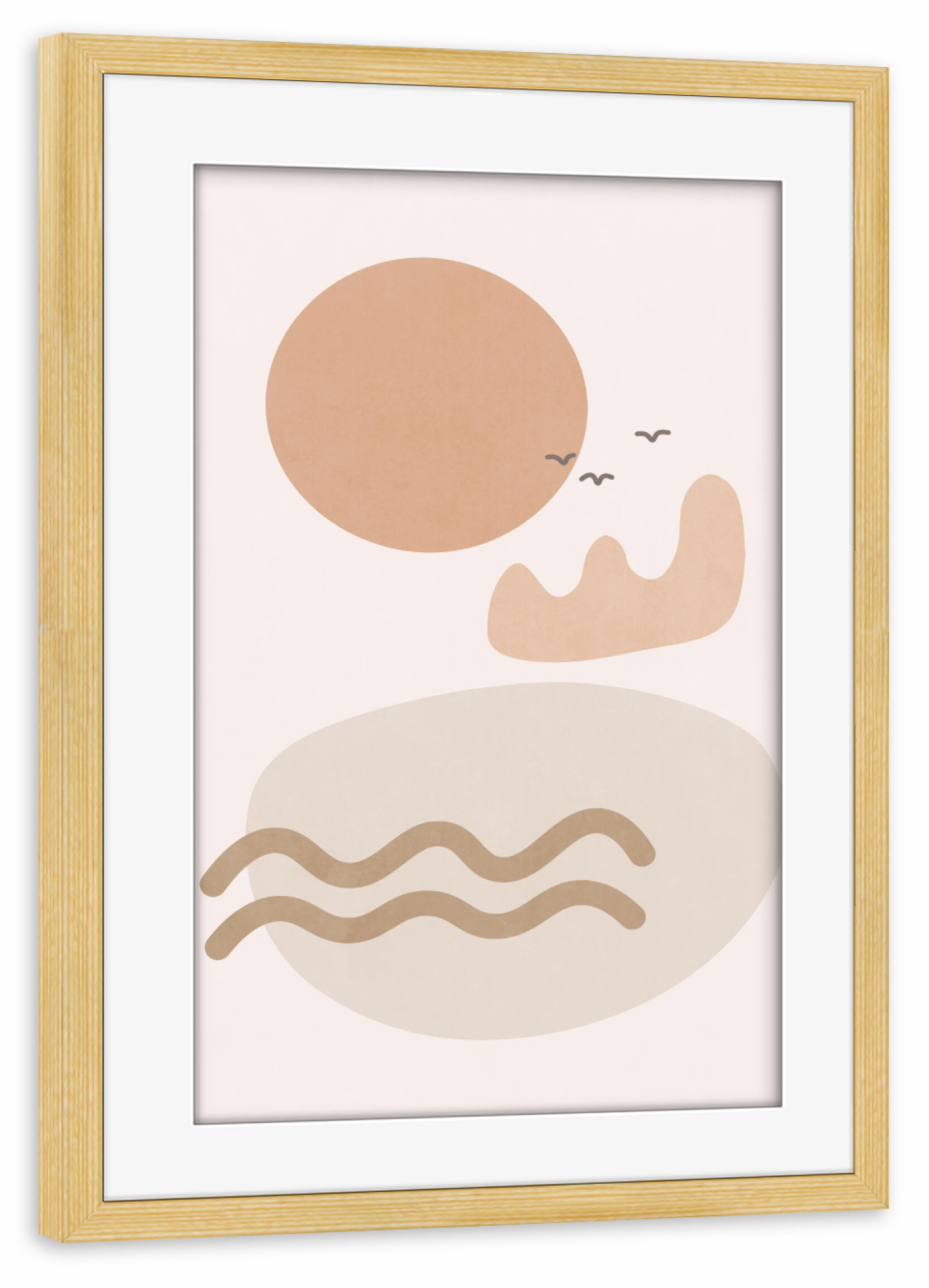 Poster mit Rahmen kiefer "Blush Seaside Shapes" artboxONE - Natur,Abstrakt - Morandi,Nature,Simple,Abstract,Shape,Sea,Lake,Ocean,Landscape,Outdoor