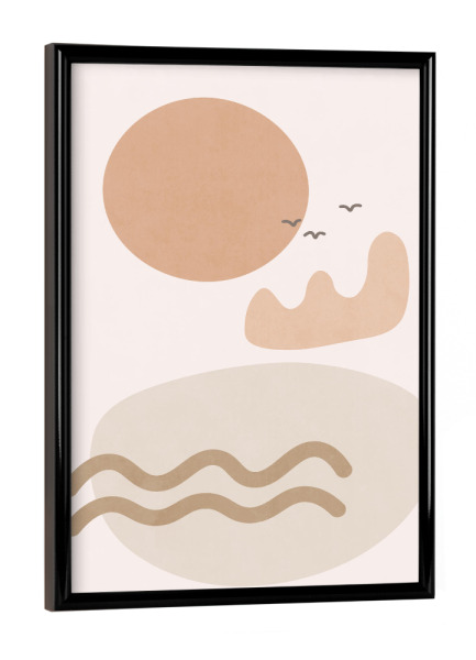 Poster mit schwarzem Rahmen "Blush Seaside Shapes" artboxONE - Natur,Abstrakt - Morandi,Nature,Simple,Abstract,Shape,Sea,Lake,Ocean,Landscape,Outdoor