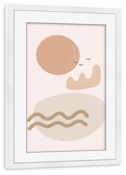 Poster mit Rahmen weiß "Blush Seaside Shapes" artboxONE - Natur,Abstrakt - Morandi,Nature,Simple,Abstract,Shape,Sea,Lake,Ocean,Landscape,Outdoor
