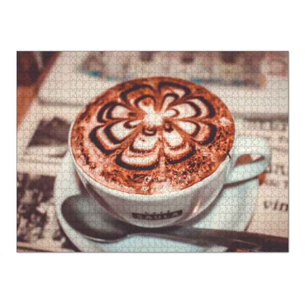 Puzzle Ravensburger "Coffee Time in Rome" artboxONE - Essen & Trinken - Cappuccino,Kaffee,Tasse,Zeitung,Rom,Nostalgie,Cafe,Trinken - Bild cappuccino