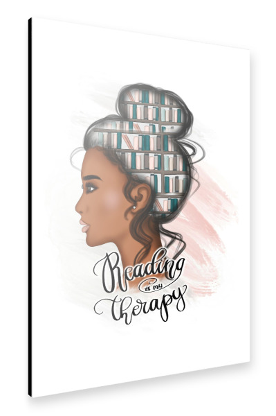 Alu-Dibond "Reading Is My Therapy | Afro Girl" 30x20 cm artboxONE