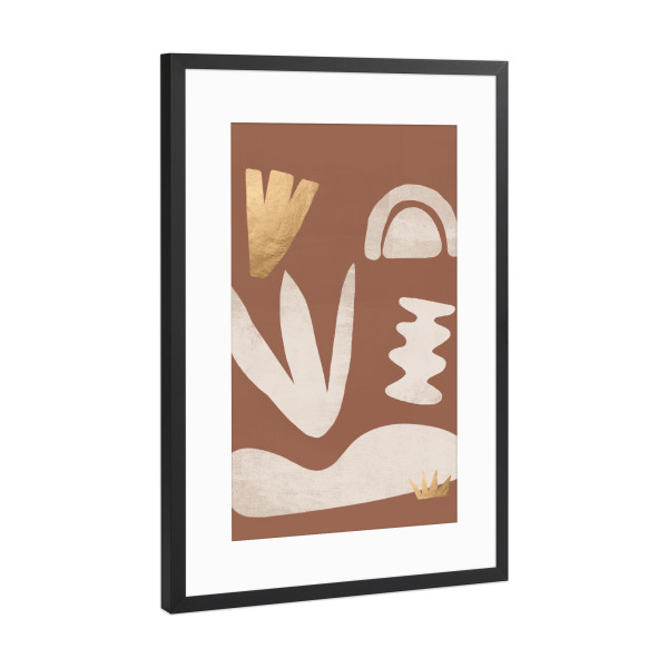 Poster mit Rahmen Schwarz (Metallic) "Crown Brown" artboxONE - Abstrakt,Geometrie