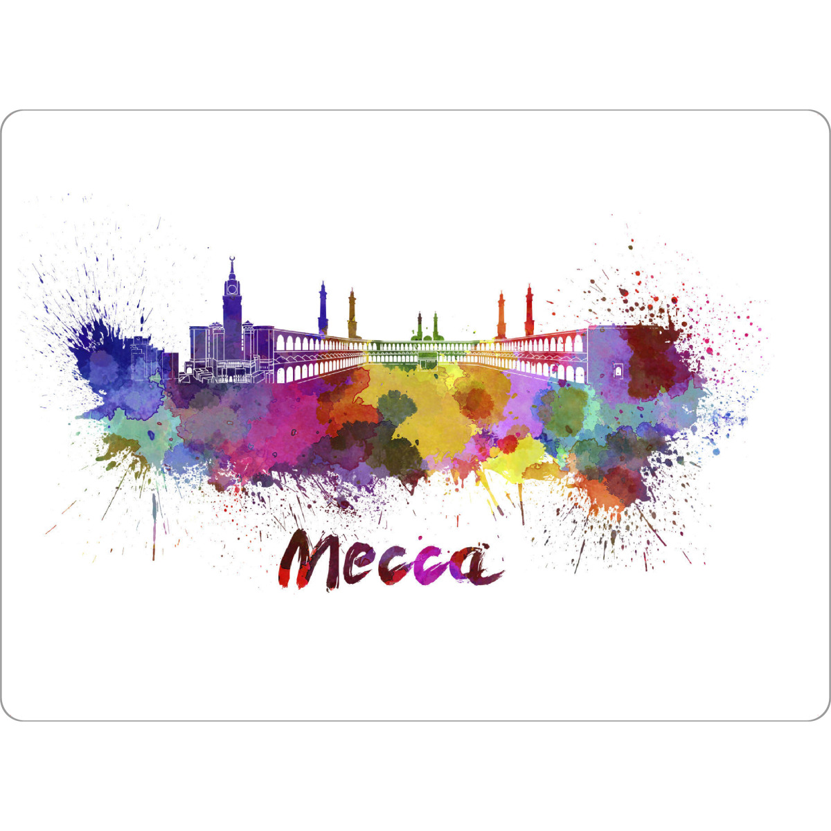 Tischset "MECCA skyline in watercolor-b" artboxONE - Städte,Abstrakt,Architektur