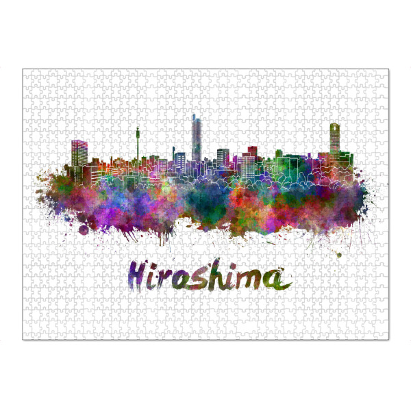 Puzzle Ravensburger "HIROSHIMA skyline in watercolor" artboxONE - Städte,Abstrakt,Architektur