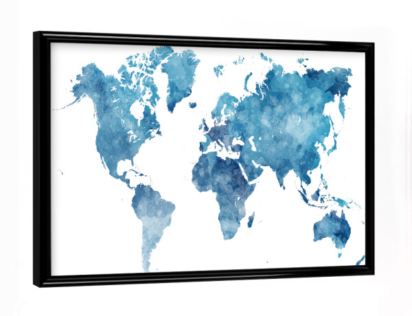 Poster mit schwarzem Rahmen "Watercolor world map-q" artboxONE - Abstrakt,Kartografie