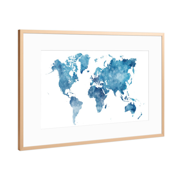 Poster mit Rahmen Kupfer "Watercolor world map-q" artboxONE - Abstrakt,Kartografie