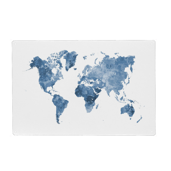 Holzbild "Watercolor world map-g" artboxONE - Abstrakt,Kartografie