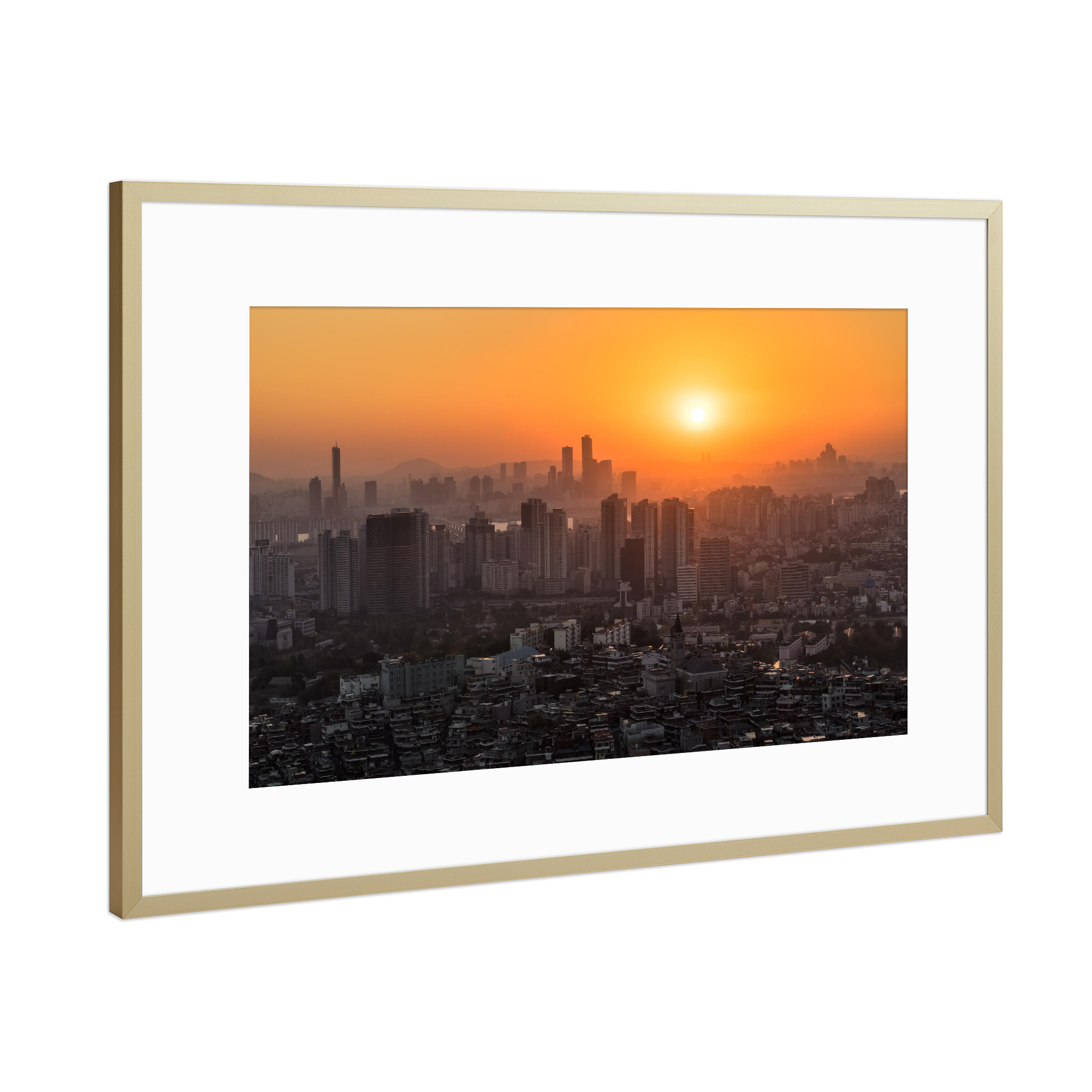 Poster mit Rahmen Gold "Seoul, South Korea" artboxONE - Städte,Architektur