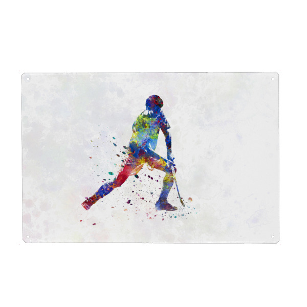 Holzbild "Field hockey in watercolor-b" artboxONE - Abstrakt,Sport